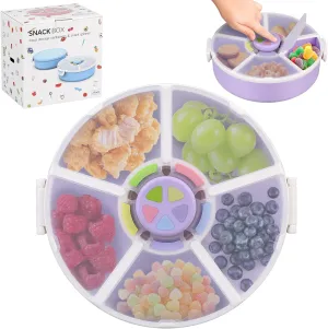 Kids Original Snack Spinner Bundle - Reusable Snack Container with 5 Compartment Dispenser and Lid | BPA and PVC Free | Dishwasher Safe | No Spill, Leakproof,for Toddlers (Purple)