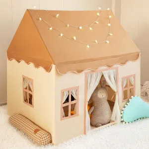 Kids Tent,Large Playhouse Indoor with Star Light Toddler,Play Tent for Kids,Toy House Gift(Coffee with Mat)