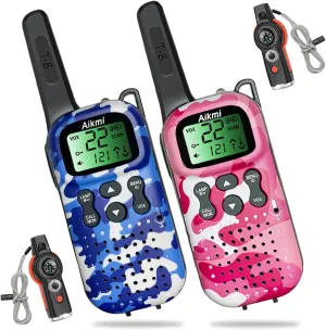 Kids Walkie Talkies Toys Boys Gifts 5 6 7 8 9 Year Old Outdoor Toys for Kids 2 Way Radio with Camping Gear Army Soldier Toys Pretend Play Birthday Present Boy (Blue Pink)