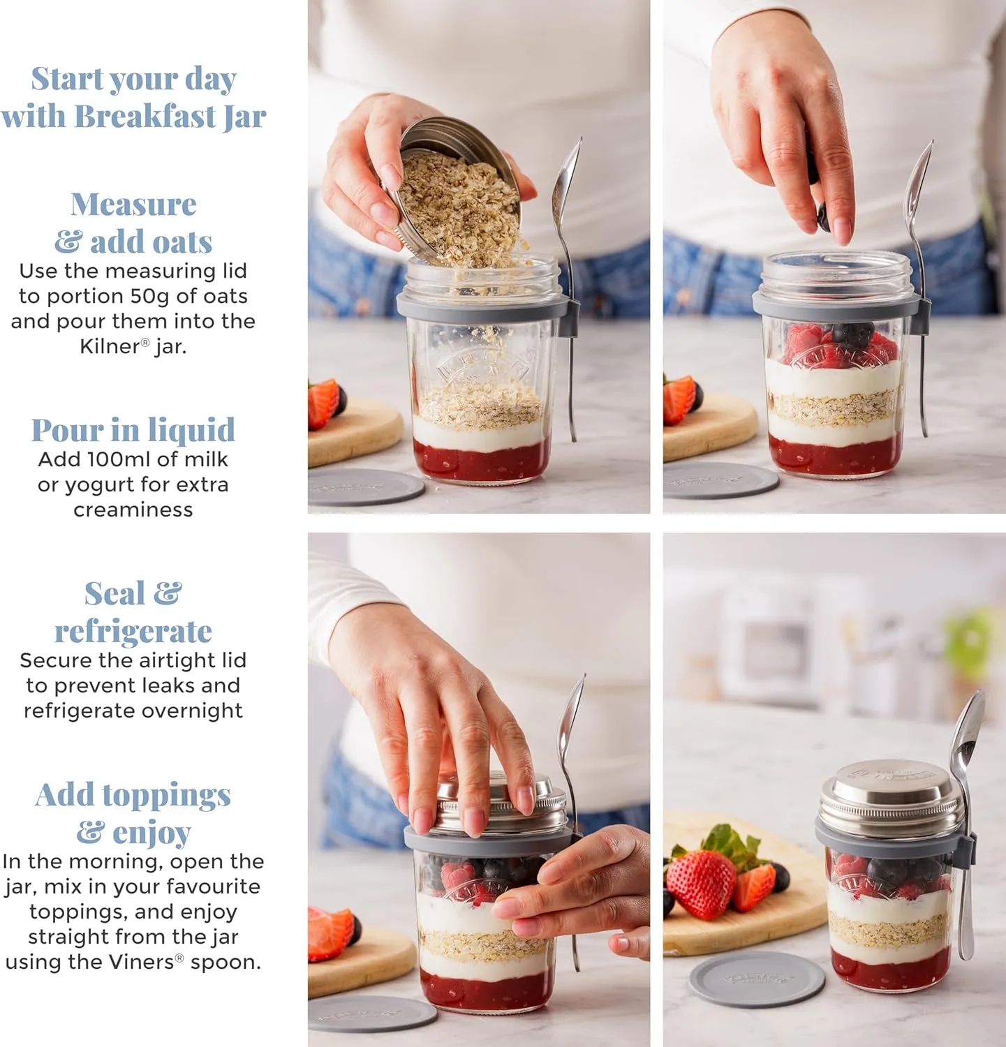 Kilner Parfait & Overnight Oats Breakfast Jar Set