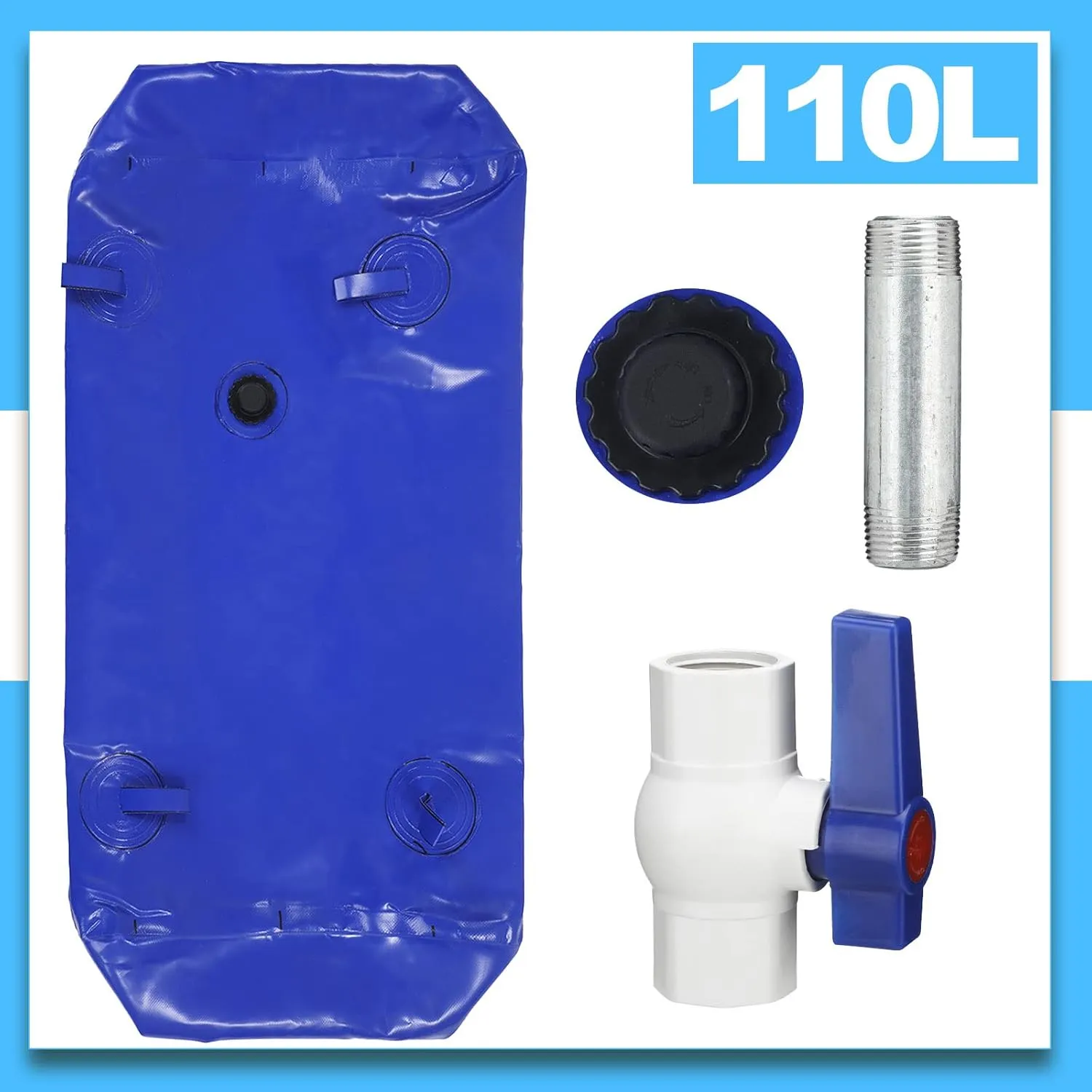 Kingdder Large Capacity Water Storage Bladder Emergency Water Bladder Tanks Foldable Storage Tank Portable Rainwater Bag for Drought Resistance Fire Protection Agricultural Irrigation(110L)