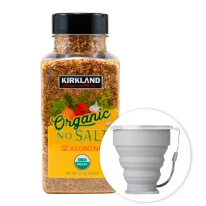 Kirkland Signature Organic No-Salt Seasoning 14.5 oz Item 165041 Bundle with Silicone Collapsible Cup 200ml - 2 Items