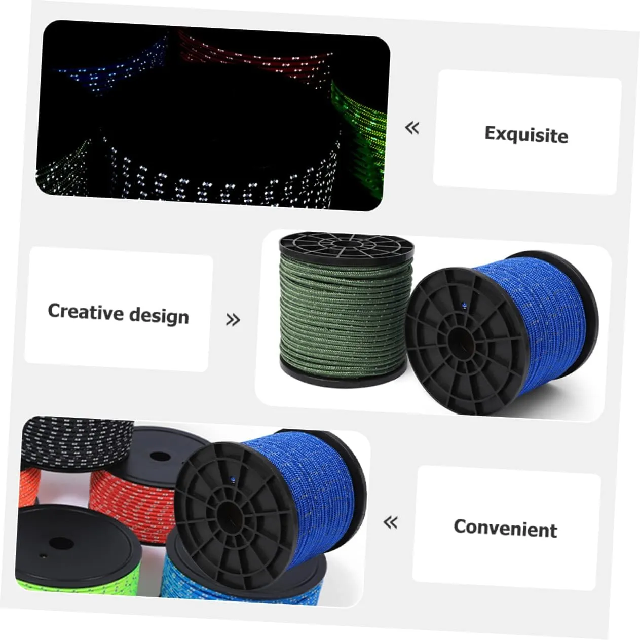 Kisangel 1 Roll Tent Reflective Rope Tent Tie Down Outdoor Tent Tying Ropes Camping Tarp Rope Tent Ropes Tent