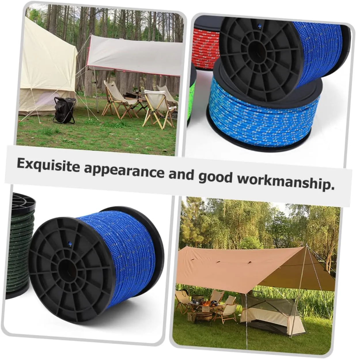 Kisangel 1 Roll Tent Reflective Rope Tent Tie Down Outdoor Tent Tying Ropes Camping Tarp Rope Tent Ropes Tent