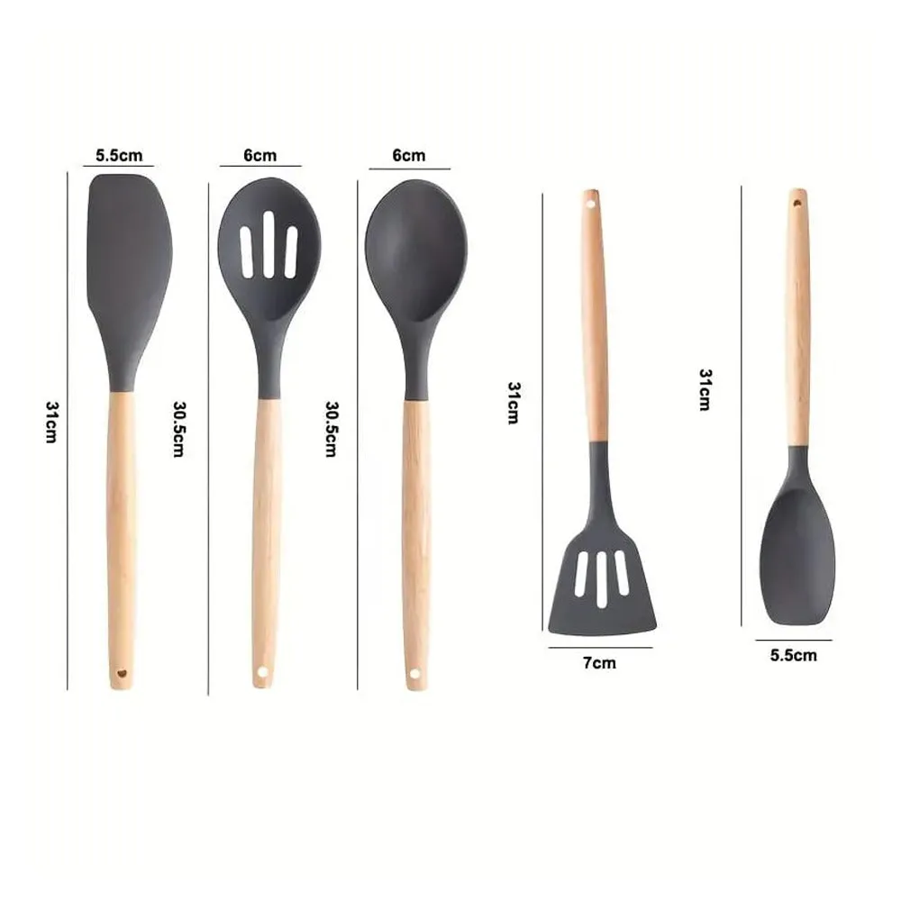 Kitchen Spoon Utensil Set, 5 Pcs Silicone Spatula Cooking Set