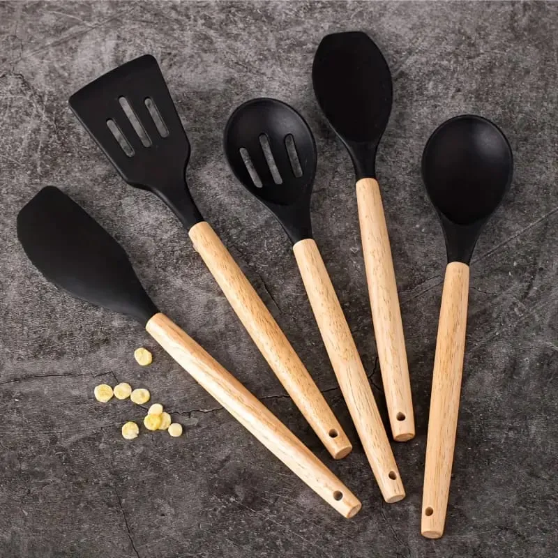 Kitchen Spoon Utensil Set, 5 Pcs Silicone Spatula Cooking Set