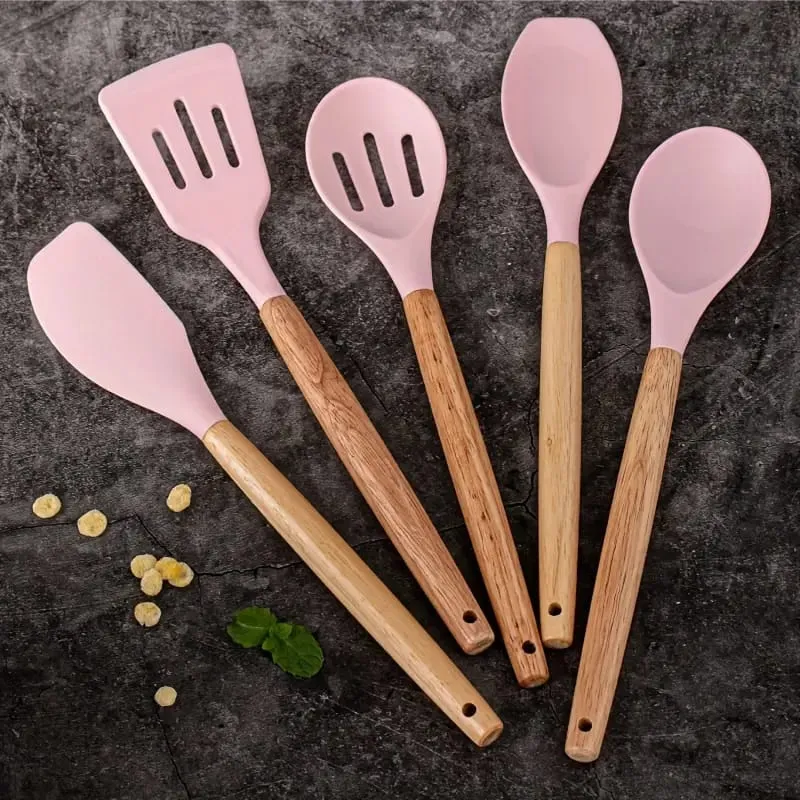 Kitchen Spoon Utensil Set, 5 Pcs Silicone Spatula Cooking Set