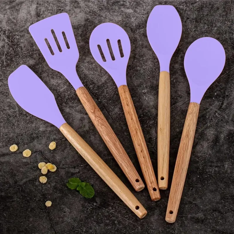Kitchen Spoon Utensil Set, 5 Pcs Silicone Spatula Cooking Set