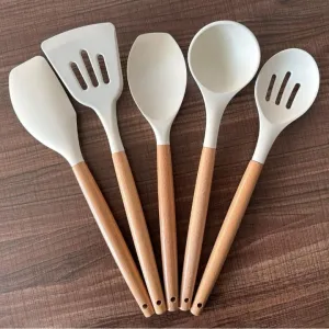 Kitchen Spoon Utensil Set, 5 Pcs Silicone Spatula Cooking Set