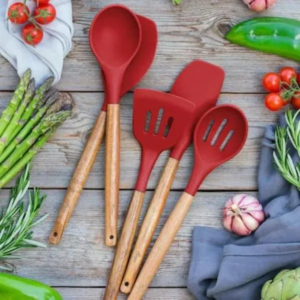 Kitchen Spoon Utensil Set, 5 Pcs Silicone Spatula Cooking Set