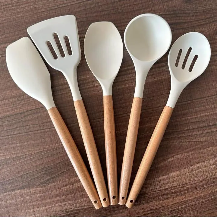 Kitchen Spoon Utensil Set, 5 Pcs Silicone Spatula Cooking Set