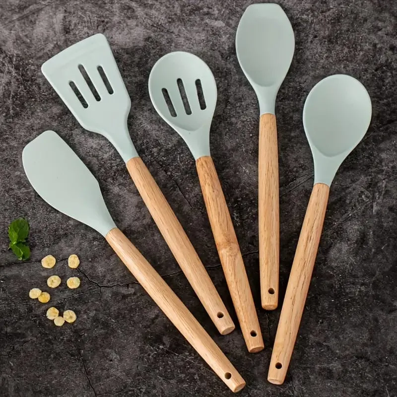 Kitchen Spoon Utensil Set, 5 Pcs Silicone Spatula Cooking Set