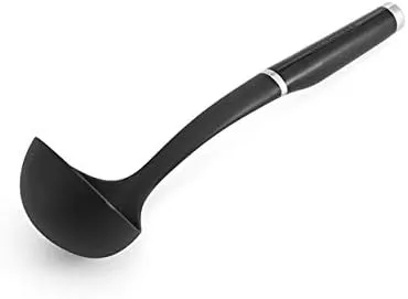 KitchenAid Classic Slotted Turner, One Size, Black 2, 13.66-Inch & KitchenAid Classic Soup Ladle, One Size, Black 2 & KitchenAid Classic Basting Spoon, One Size, Black