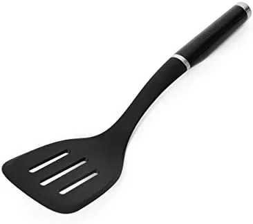 KitchenAid Classic Slotted Turner, One Size, Black 2, 13.66-Inch & KitchenAid Classic Soup Ladle, One Size, Black 2 & KitchenAid Classic Basting Spoon, One Size, Black