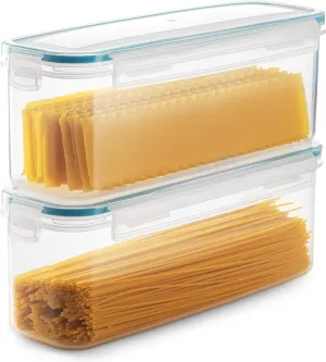 Komax Biokips Pasta Storage Containers w/Locking Lids (Set of 2) Airtight Food Storage Containers for Pantry - Pasta Containers for Organizing Pantry - Dishwasher Safe Canister Set (11.5 x 3.5 x 4.3)