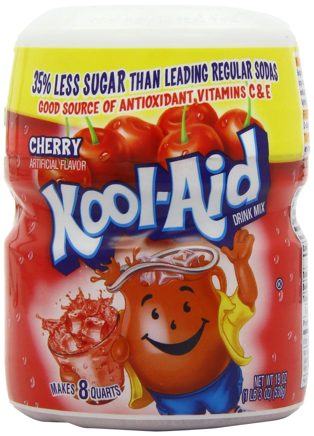 Kool-Aid Drink Mix, Sugar Sweetened Cherry, 19 oz Container (Pack of 4)