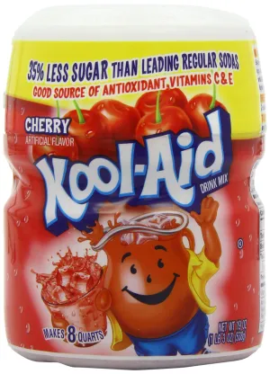 Kool-Aid Drink Mix, Sugar Sweetened Cherry, 19 oz Container (Pack of 4)