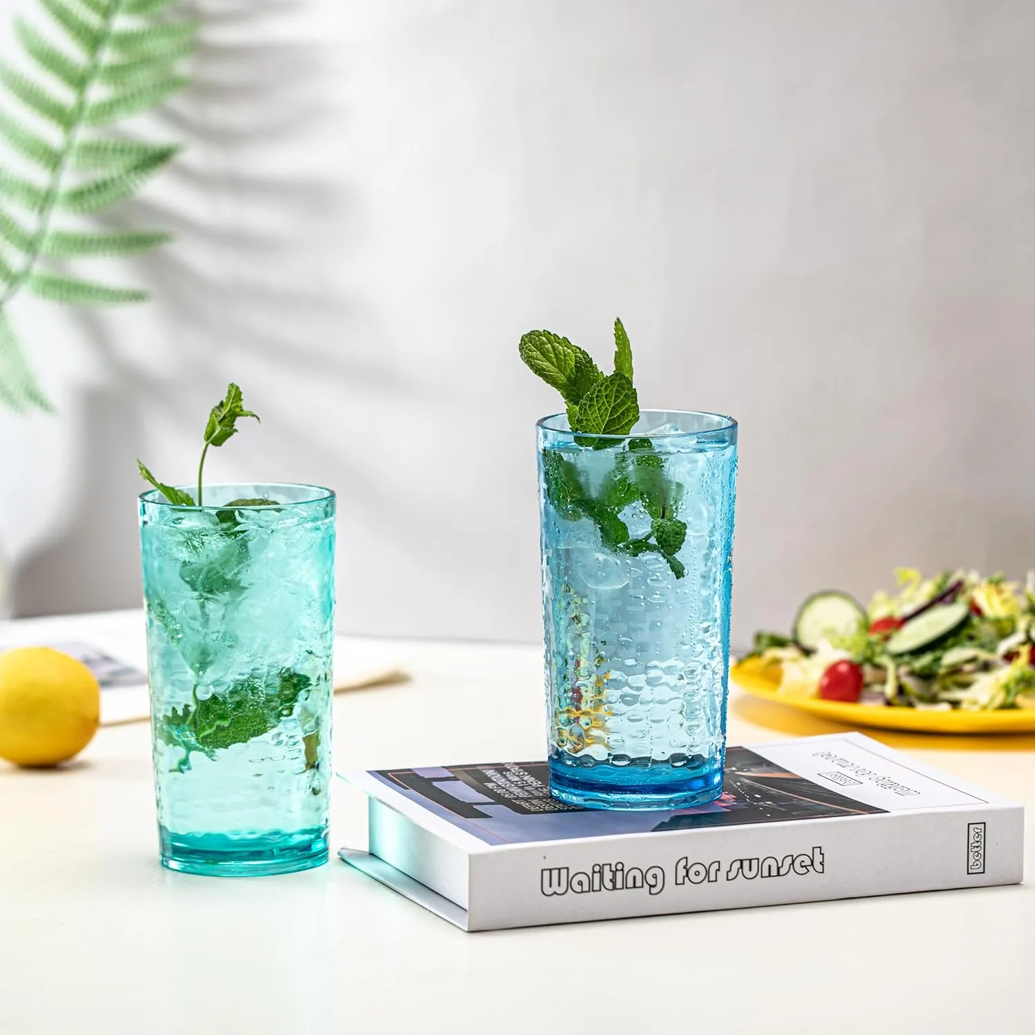 KX-WARE 14-ounce and 20-ounce Acrylic Glasses Plastic Tumbler, set of 8 Multicolor - Hammered Style, Dishwasher Safe, BPA Free