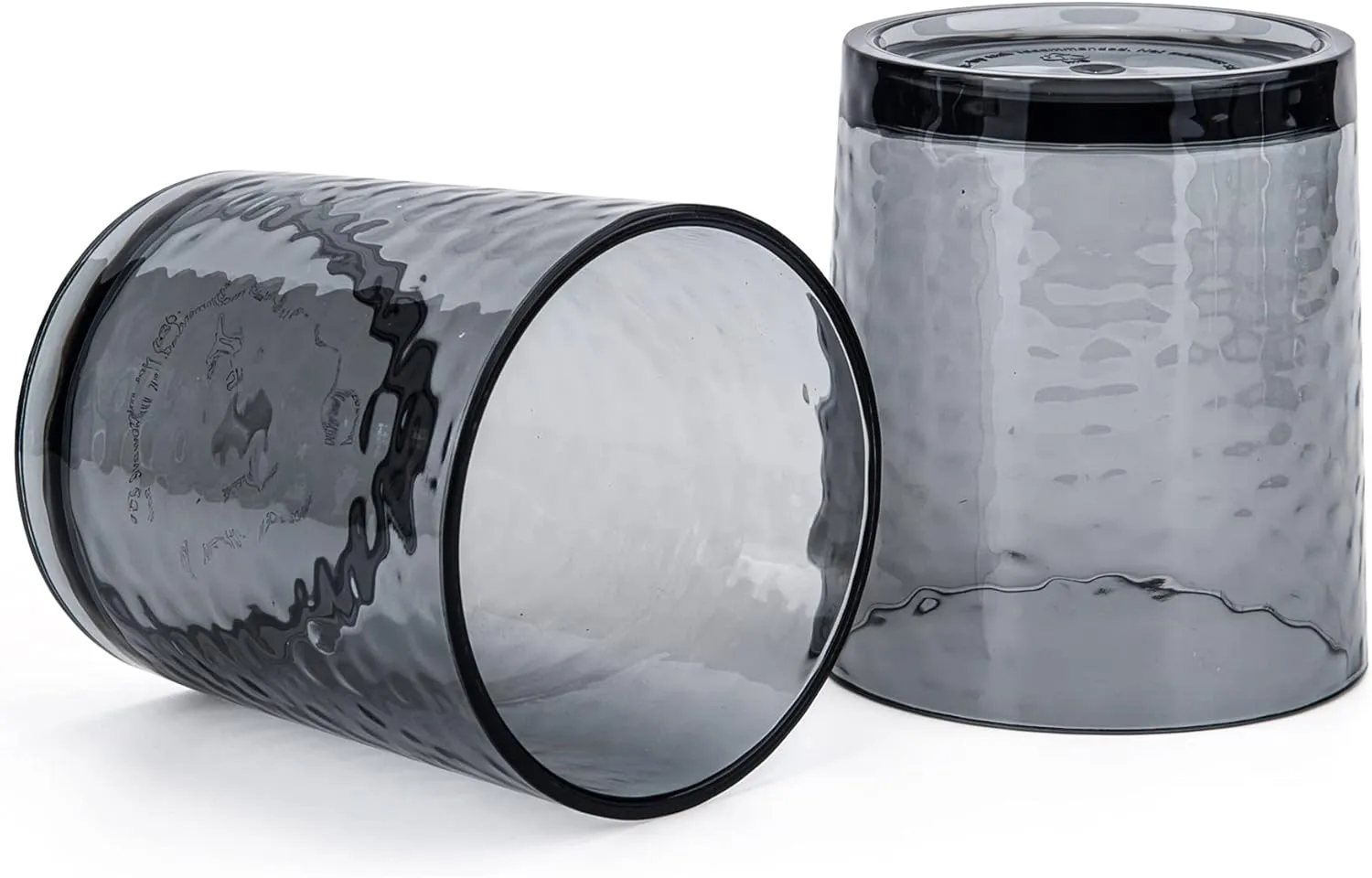 KX-WARE 14-ounce and 20-ounce Acrylic Glasses Plastic Tumbler, set of 8 Smoky Grey - Hammered Style, Dishwasher Safe, BPA Free