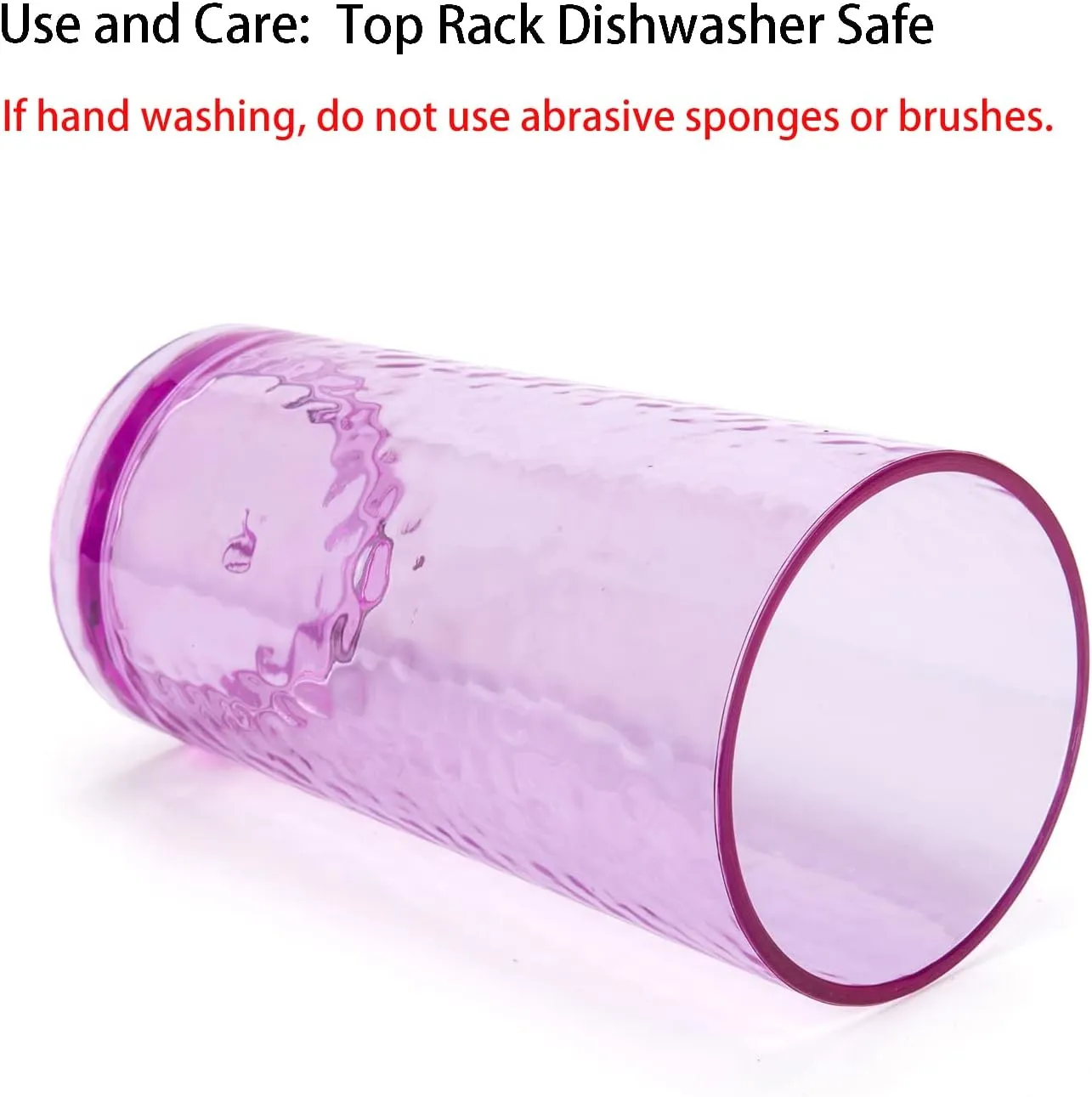 KX-WARE 20-ounce Acrylic Glasses Plastic Tumbler, set of 12 Multicolor - Hammered Style, Dishwasher Safe, BPA Free