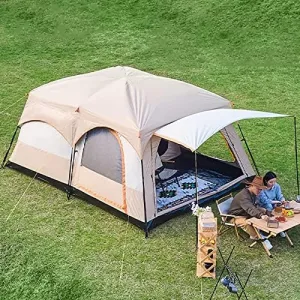 Large Family Tents for Camping 8-12 Person with Living Area, Portable Instant Tent with Removable Rainfly, Waterproof, Big Automatic Tent for Outdoor