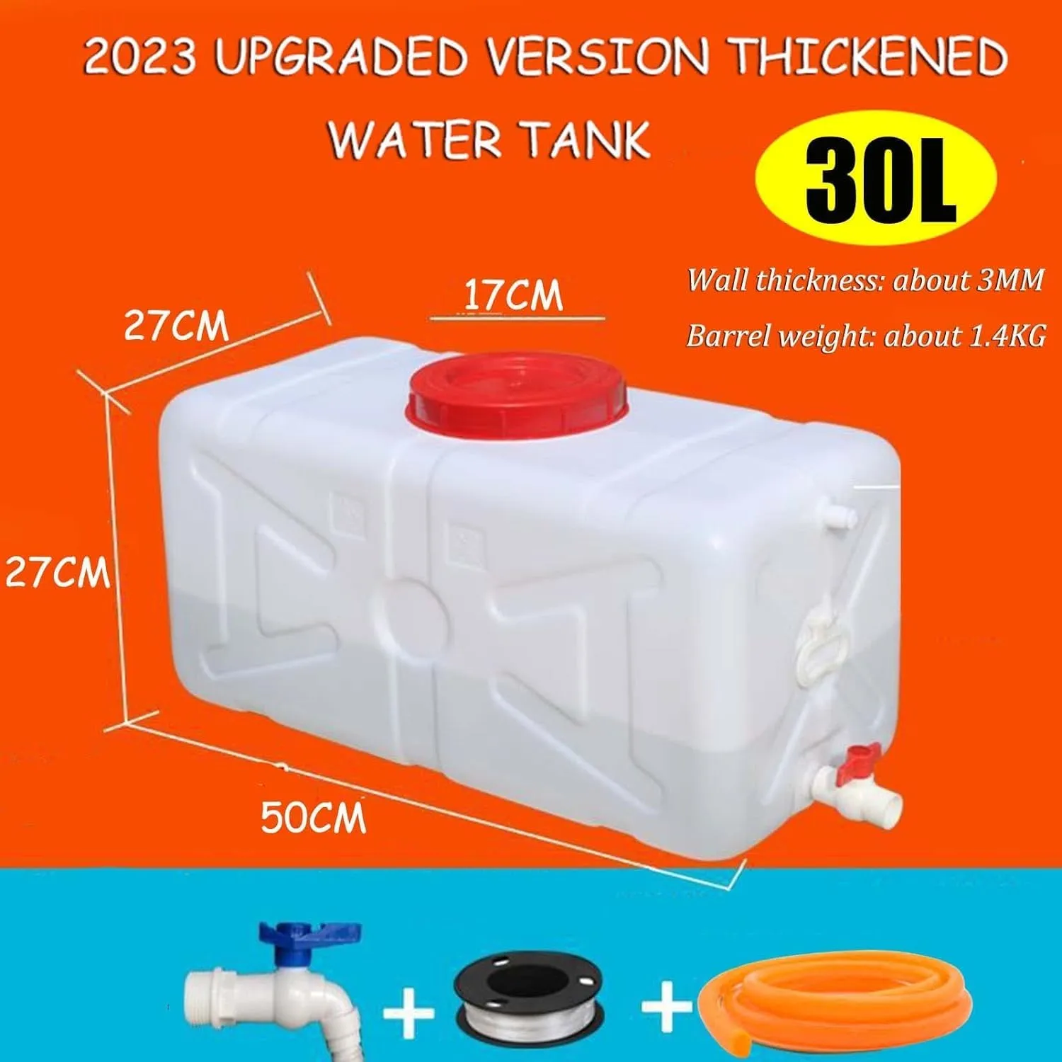 Large Plastic Water Storage Tanks with Faucet Water Container Multifunctional Water Tank Emergency Water Storage 25L/ 30L/ 48L/75L/150L/200L Camping & Hiking(Size:30L)