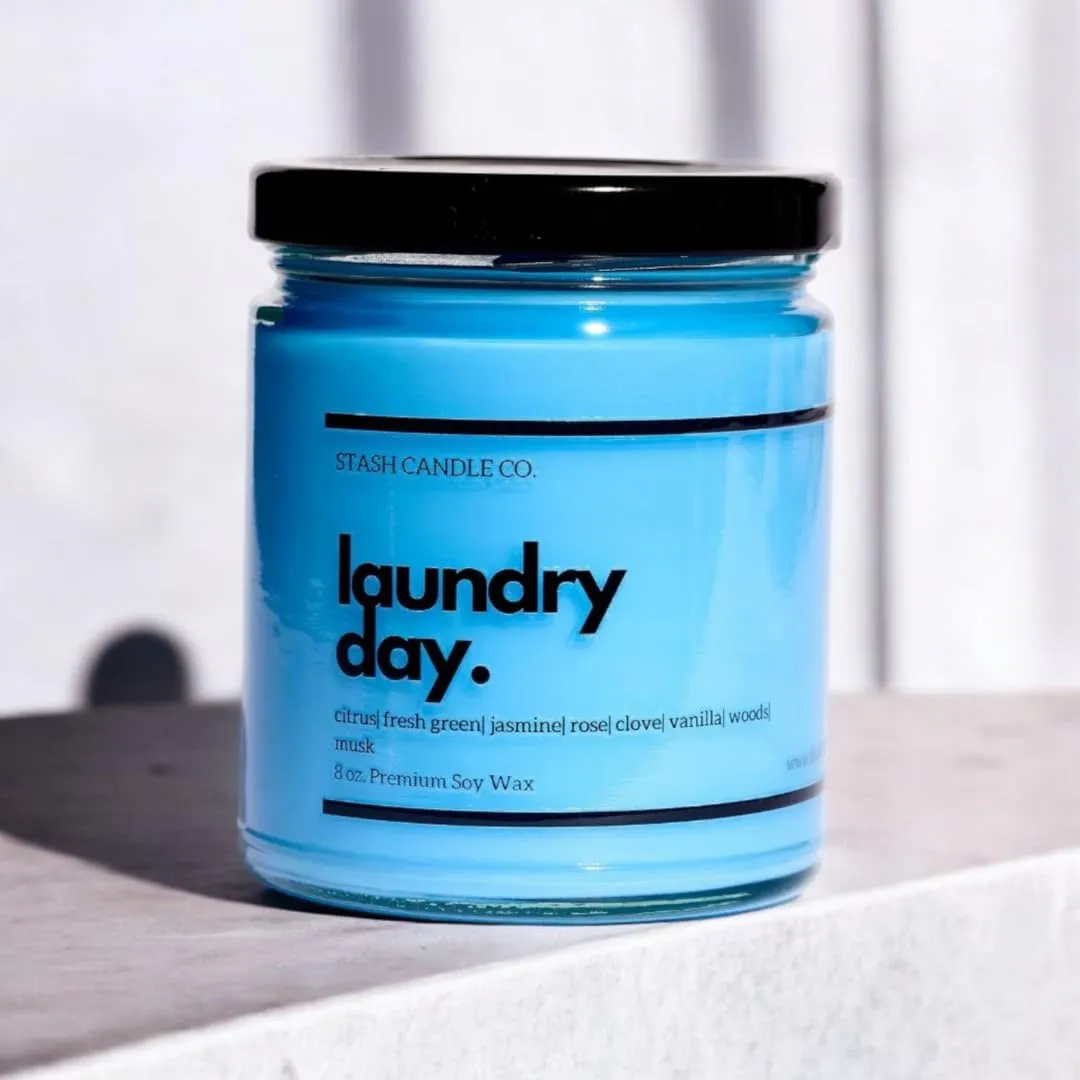 Laundry Day Candle, Fresh Linen Scented Candle, Handpoured in California, 8oz
