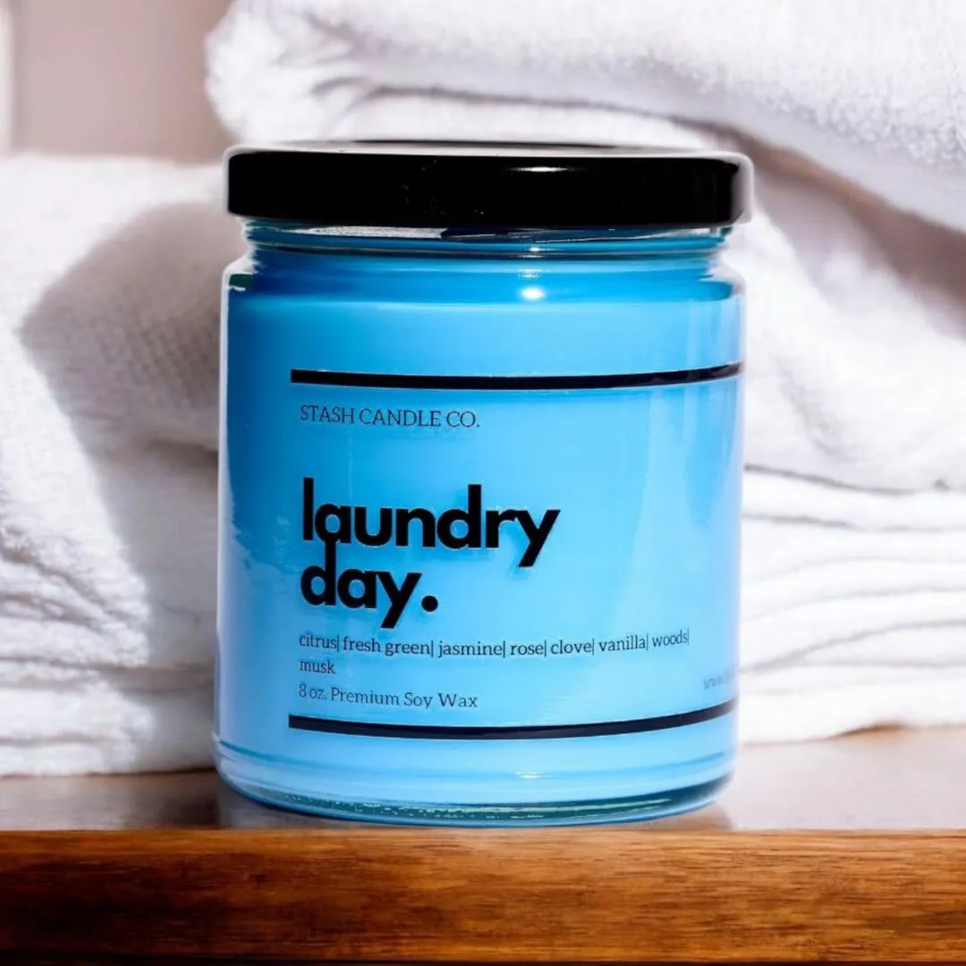 Laundry Day Candle, Fresh Linen Scented Candle, Handpoured in California, 8oz