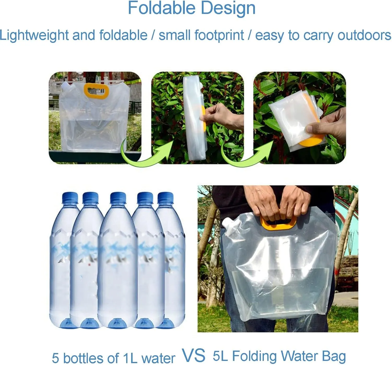 LFFH Folding Water Bag, Portable Outdoor Camping Water Storage Bag Car Water Container BPA Free Plastic Collapsible Water Bag Set (Capacity : 2.5L, Size : 2pcs)