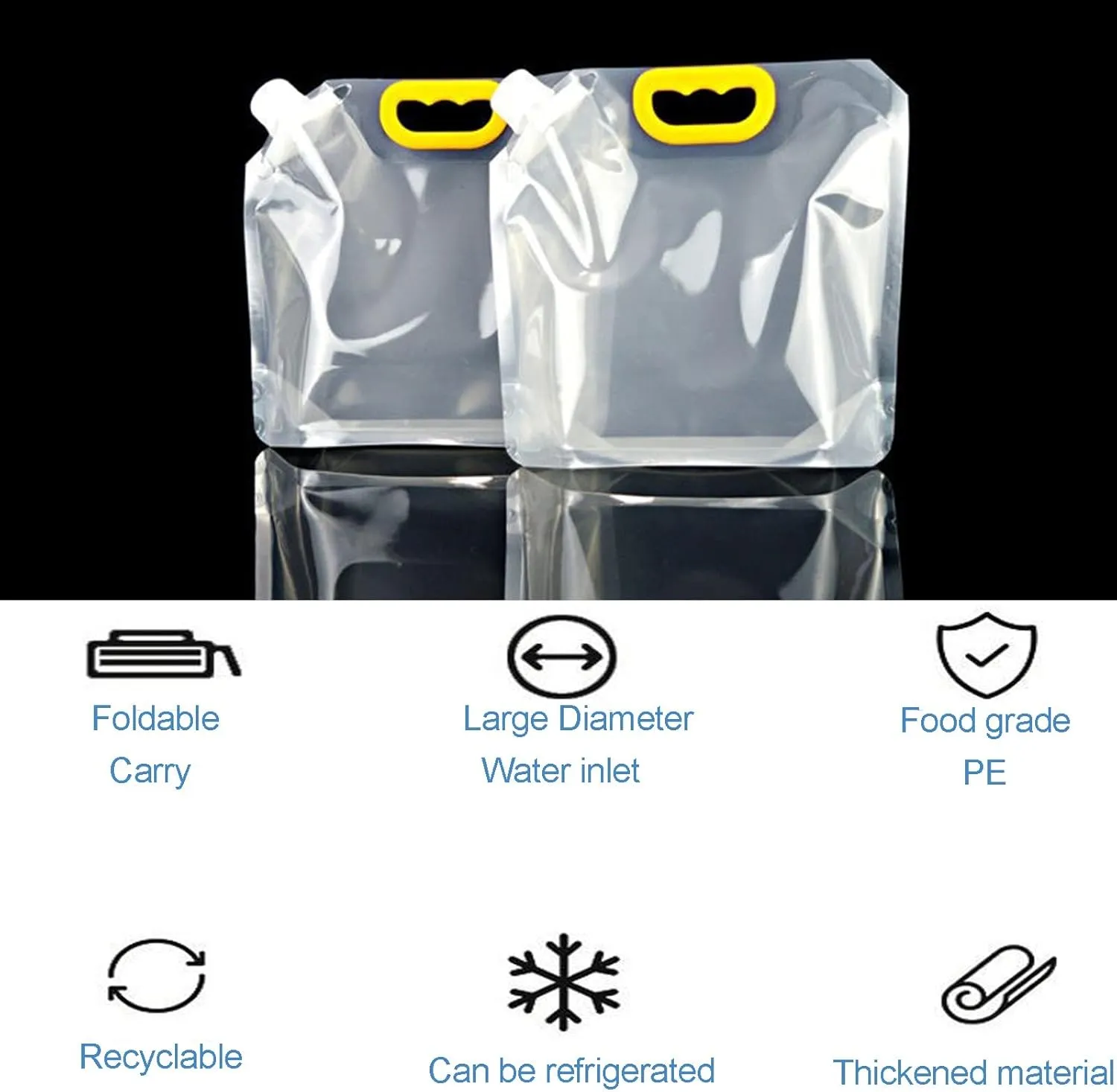 LFFH Folding Water Bag, Portable Outdoor Camping Water Storage Bag Car Water Container BPA Free Plastic Collapsible Water Bag Set (Capacity : 2.5L, Size : 2pcs)