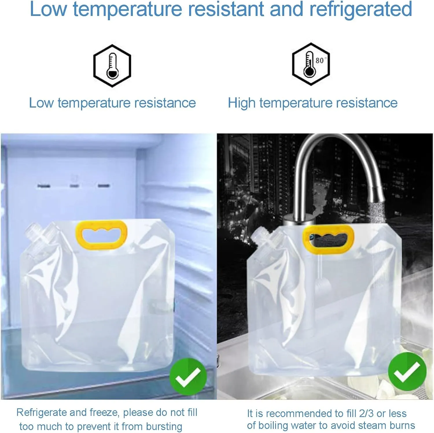 LFFH Folding Water Bag, Portable Outdoor Camping Water Storage Bag Car Water Container BPA Free Plastic Collapsible Water Bag Set (Capacity : 2.5L, Size : 2pcs)