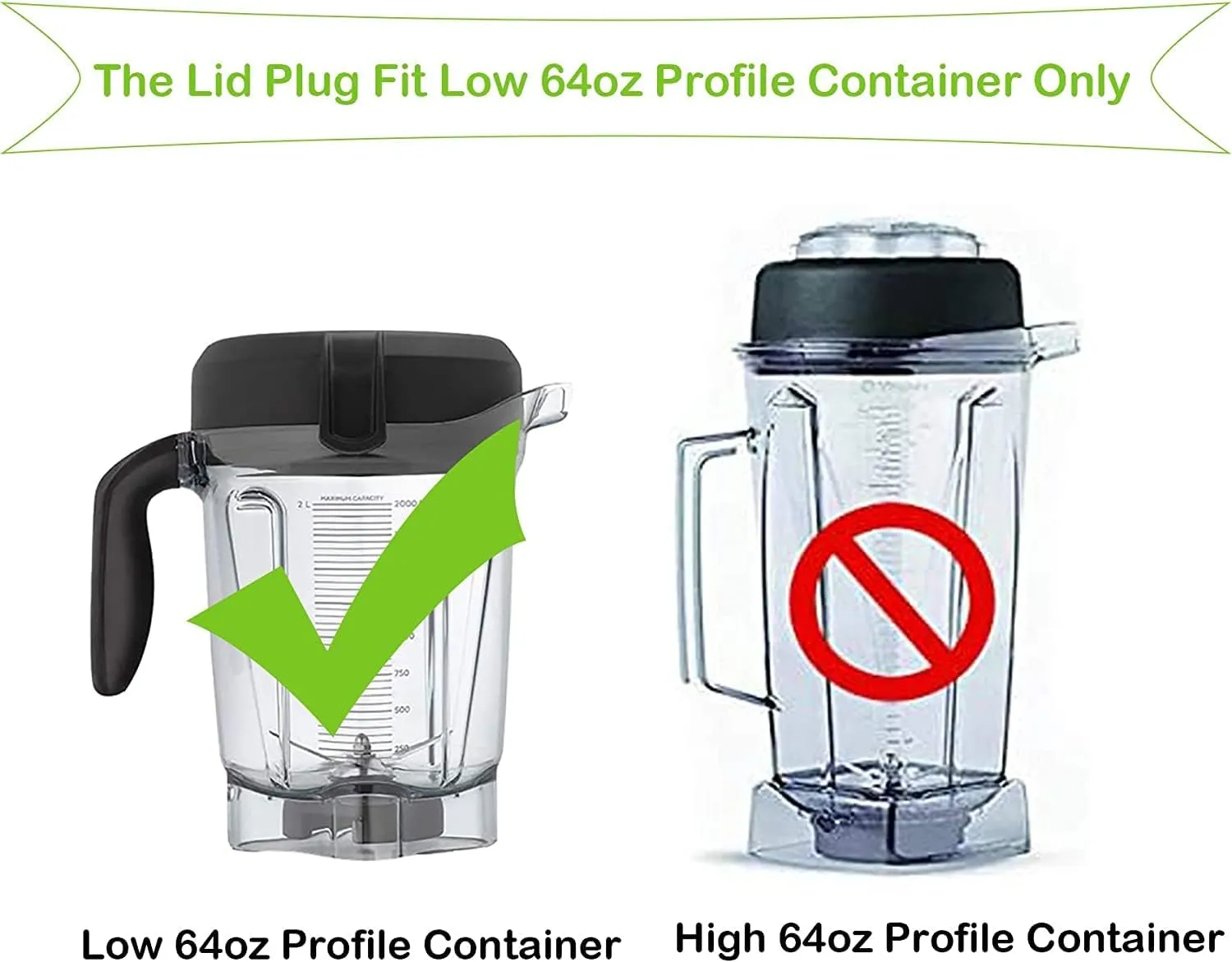 Lid Plug Replacement Parts for Vita-mix 64oz Low Profile Container Plug Fit Drink Machine Pro750 Pro300 Low Profile 64-oz Container (2 Pcs)