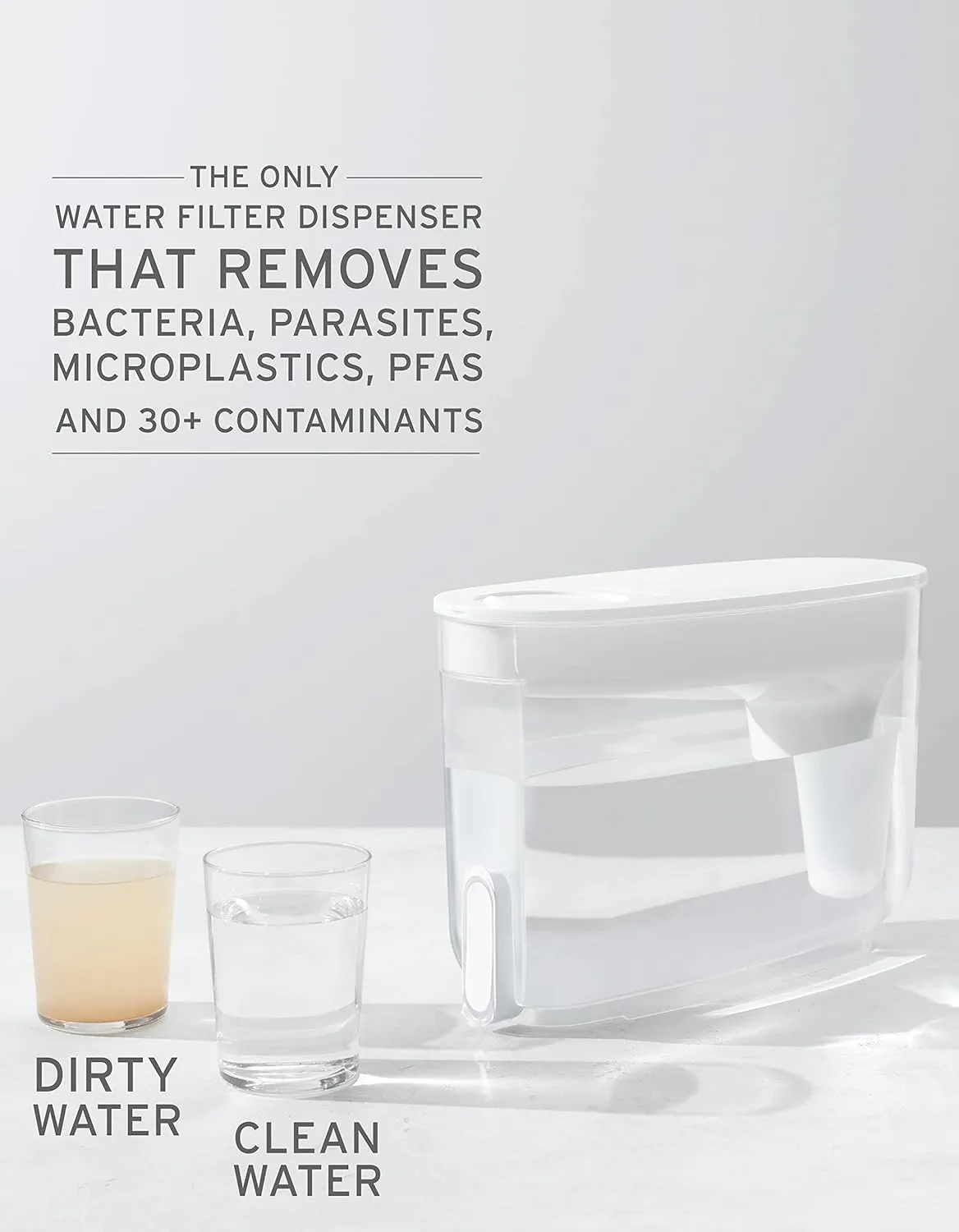 LifeStraw Home – Water Filter Dispenser, 18-Cup, Pebble, BPA Free Designed for Everyday Protection Against tap Water contaminants Including Bacteria, parasites, microplastics, Lead, Mercury