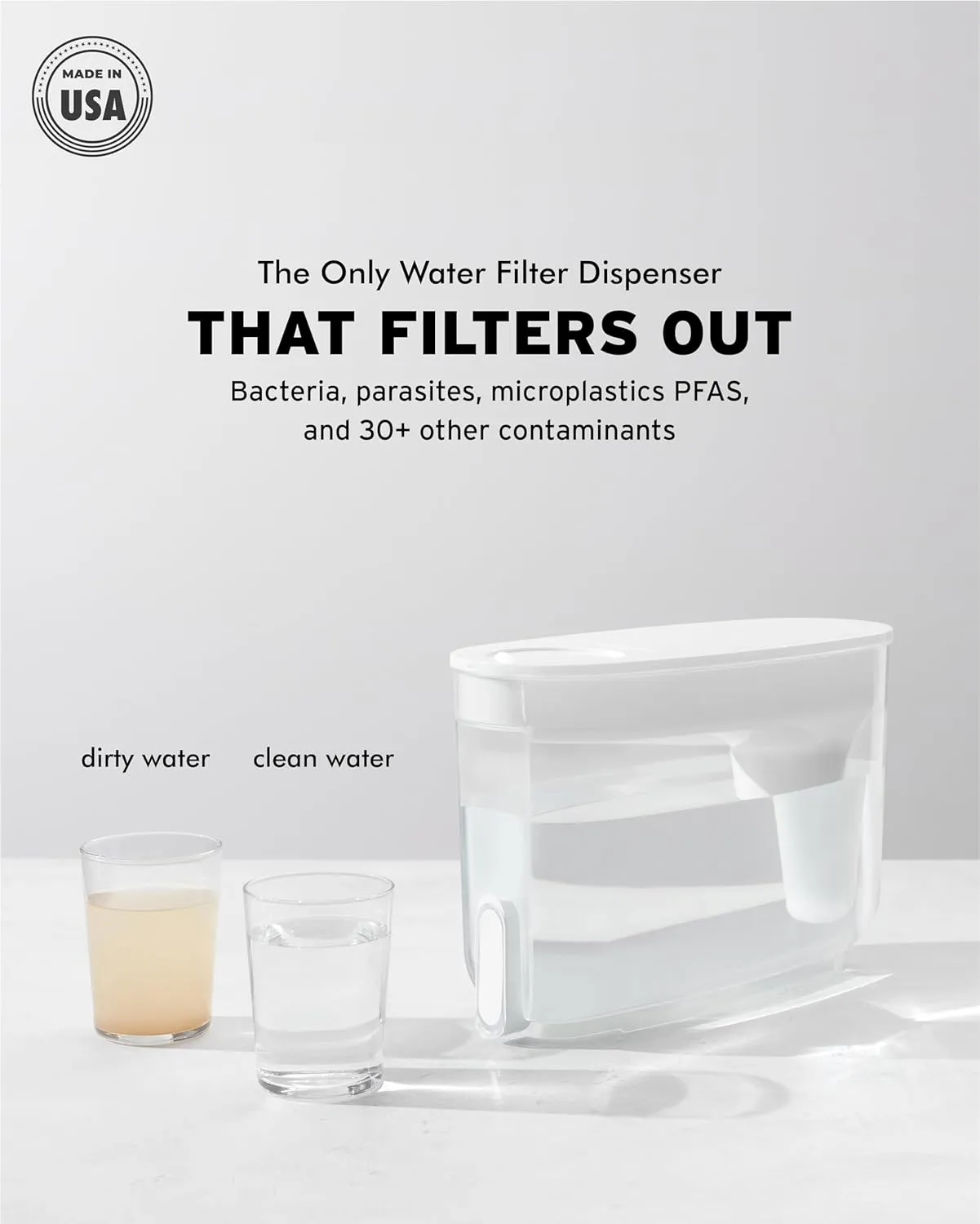 LifeStraw Home – Water Filter Dispenser, 18-Cup, Pebble, BPA Free Designed for Everyday Protection Against tap Water contaminants Including Bacteria, parasites, microplastics, Lead, Mercury