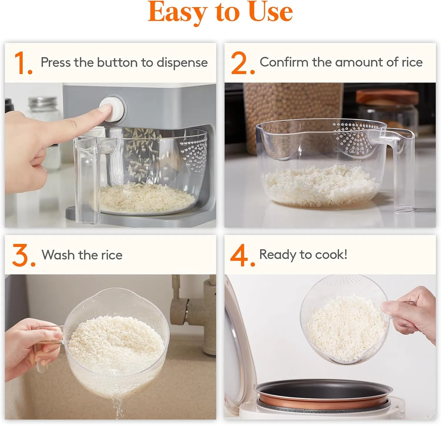 Lifewit Rice Dispenser 25 Lbs(11.3kg), Rice Storage Container Sealed Moisture Proof with Measuring Cup for Kitchen Pantry Household, BPA-Free