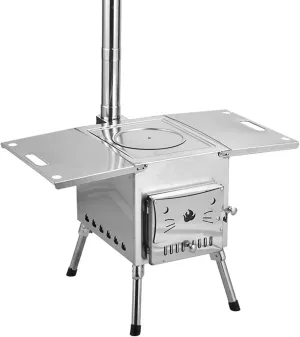 Lightweight Portable Wood Burning Stove Camping Backpacking Stove Stainless Steel Folding Wood Stove for Outdoor Hiking Camping Picnic