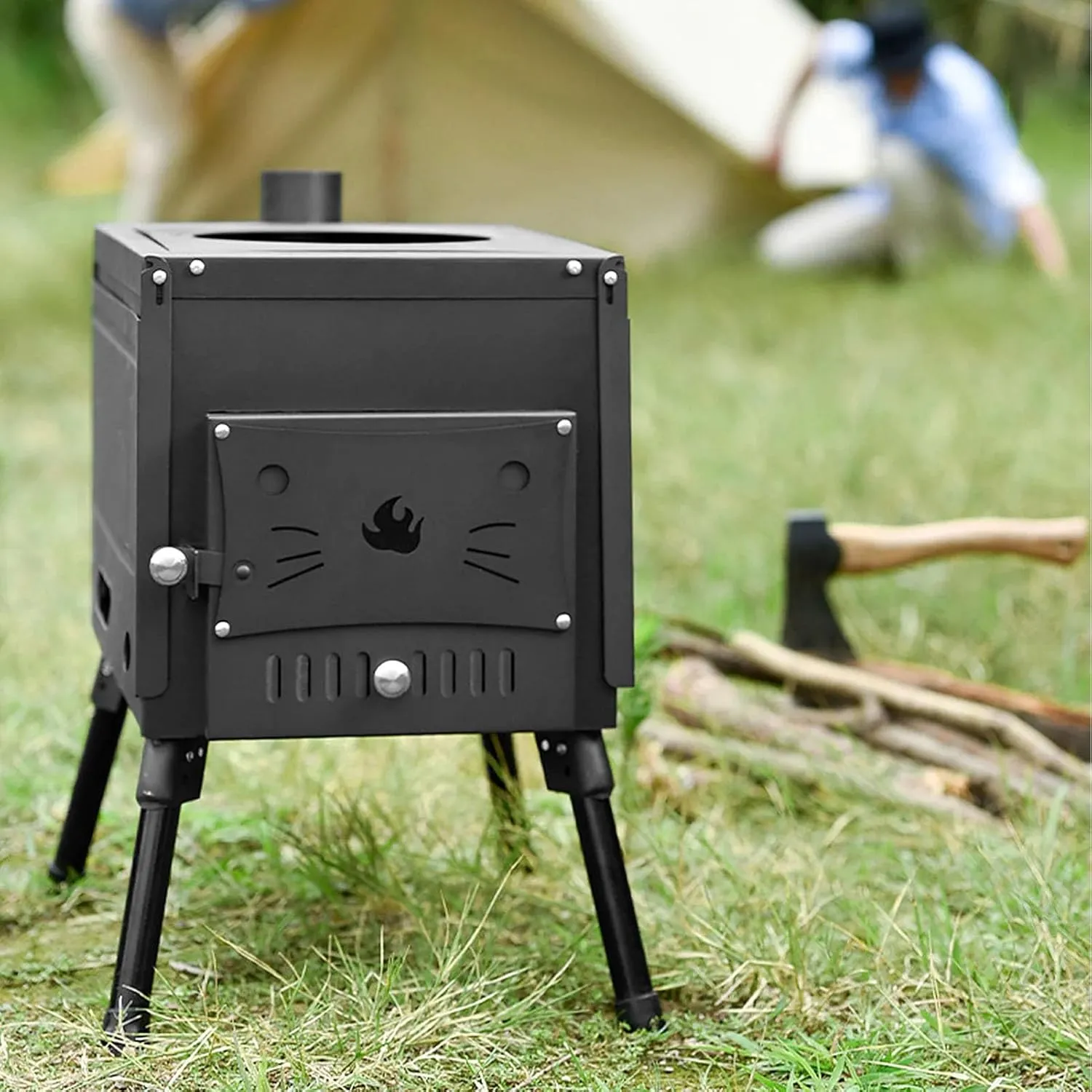 Lightweight Portable Wood Burning Stove Camping Backpacking Stove Stainless Steel Folding Wood Stove for Outdoor Hiking Camping Picnic