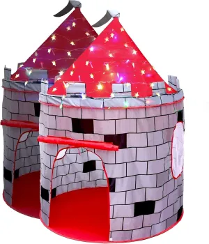 LimitlessFunN Knight Castle Pop Up Kids Play Tent | Includes Star Lights & Carrying Case |, Children Indoor Castle Playhouse for Boys, Toddlers, 41" D x 41" W x 53" H