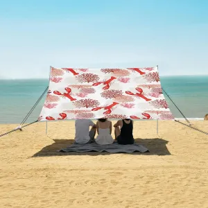 Lobster Corals Beach Camping Tent Sun Shelter for Whole Family, Tropical Marine Beach Shade Canopy with UPF50  UV Protection,Easy Set Up and Carry,Outdoor Shade for Trips, Fishing, Backyard Fun