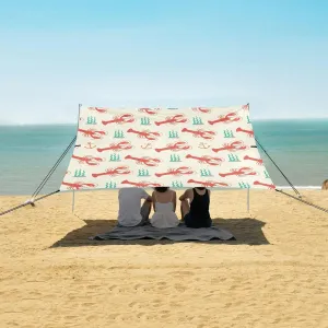 Lobster Seamless Pattern Beach Camping Tent Sun Shelter for Whole Family, Marine Beach Shade Canopy with UPF50  UV Protection,Easy Set Up and Carry,Outdoor Shade for Trips, Fishing, Backyard Fun
