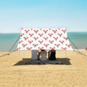 Lobster Seamless Pattern Beach Canopy Tent Anti-UV & Wind Resistant, Camping Sun Shelter Easy Setup Portable,Outdoor Shade Tents with Sandbags,Sand Shovels,Ground Pegs & Stability Poles