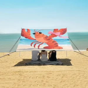 Lobster with Pink Bow Beach Camping Tent Sun Shelter for Whole Family, Beach Shade Canopy with UPF50  UV Protection,Easy Set Up and Carry,Outdoor Shade for Trips, Fishing, Backyard Fun Picnics