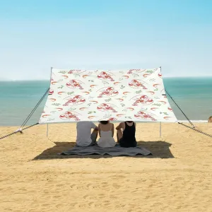 Lobsters Royal Shrimp Beach Camping Tent Sun Shelter for Whole Family, Seafood Seamless Pattern Beach Shade Canopy with UPF50  UV Protection,Easy Set Up and Carry,Outdoor Shade for Trips, Fishin