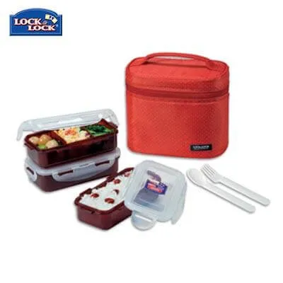 Lock & Lock 3-tier BPA Free Lunch Box with Cutlery
