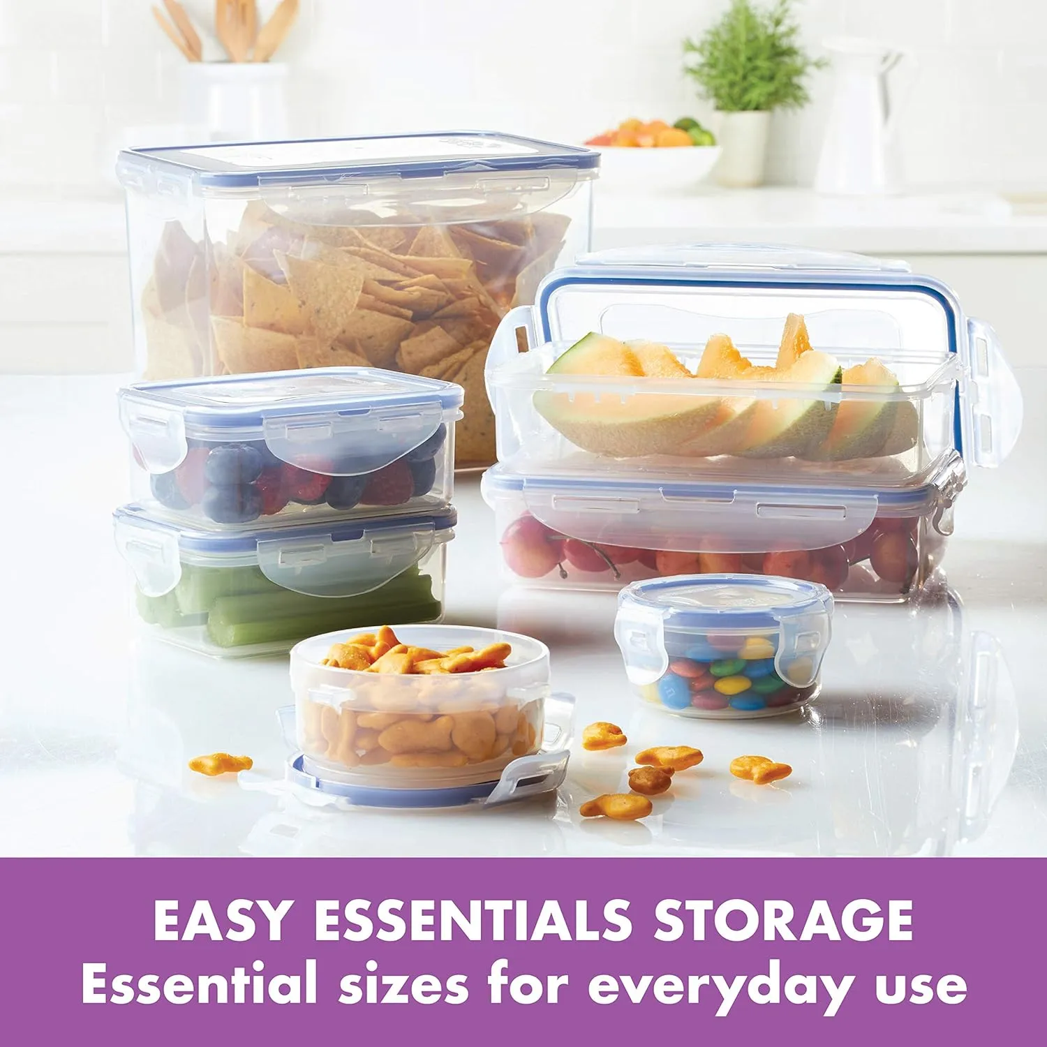 LOCK & LOCK Easy Essentials Food Storage Container Set, 4-Piece -Clear