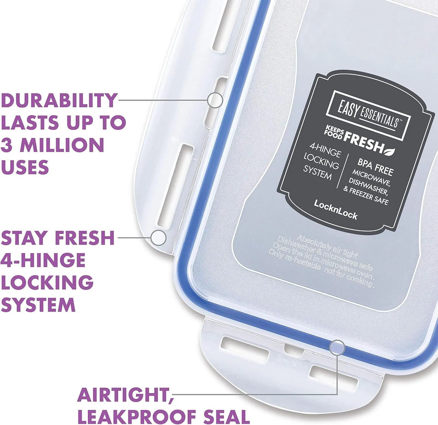 LOCK & LOCK Easy Essentials Food Storage Container Set, 4-Piece -Clear