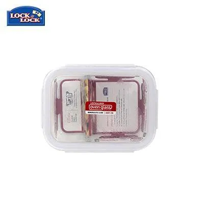 Lock & Lock Euro Rectangle Glass Container with Divider 1.05L