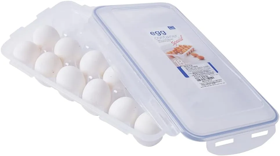Lock & Lock HPL955 Egg Storer for 18 Eggs- Clear/Blue, 32 x 17.5 x 32 cm