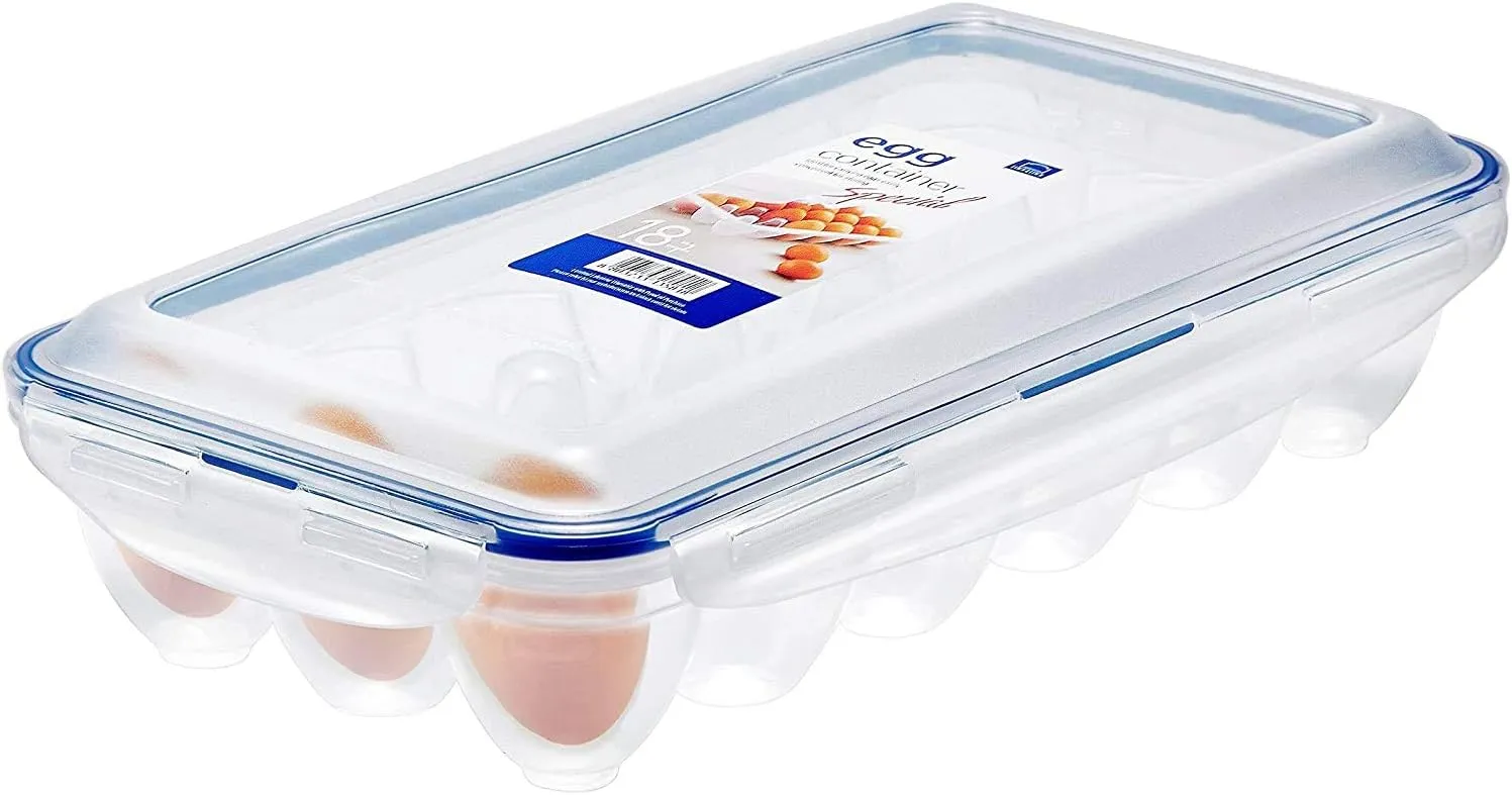 Lock & Lock HPL955 Egg Storer for 18 Eggs- Clear/Blue, 32 x 17.5 x 32 cm