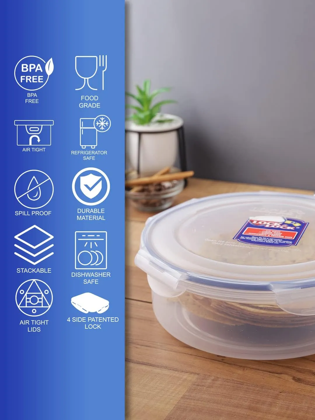 Lock & Lock Round Storage Container - Clear, 2.5 L